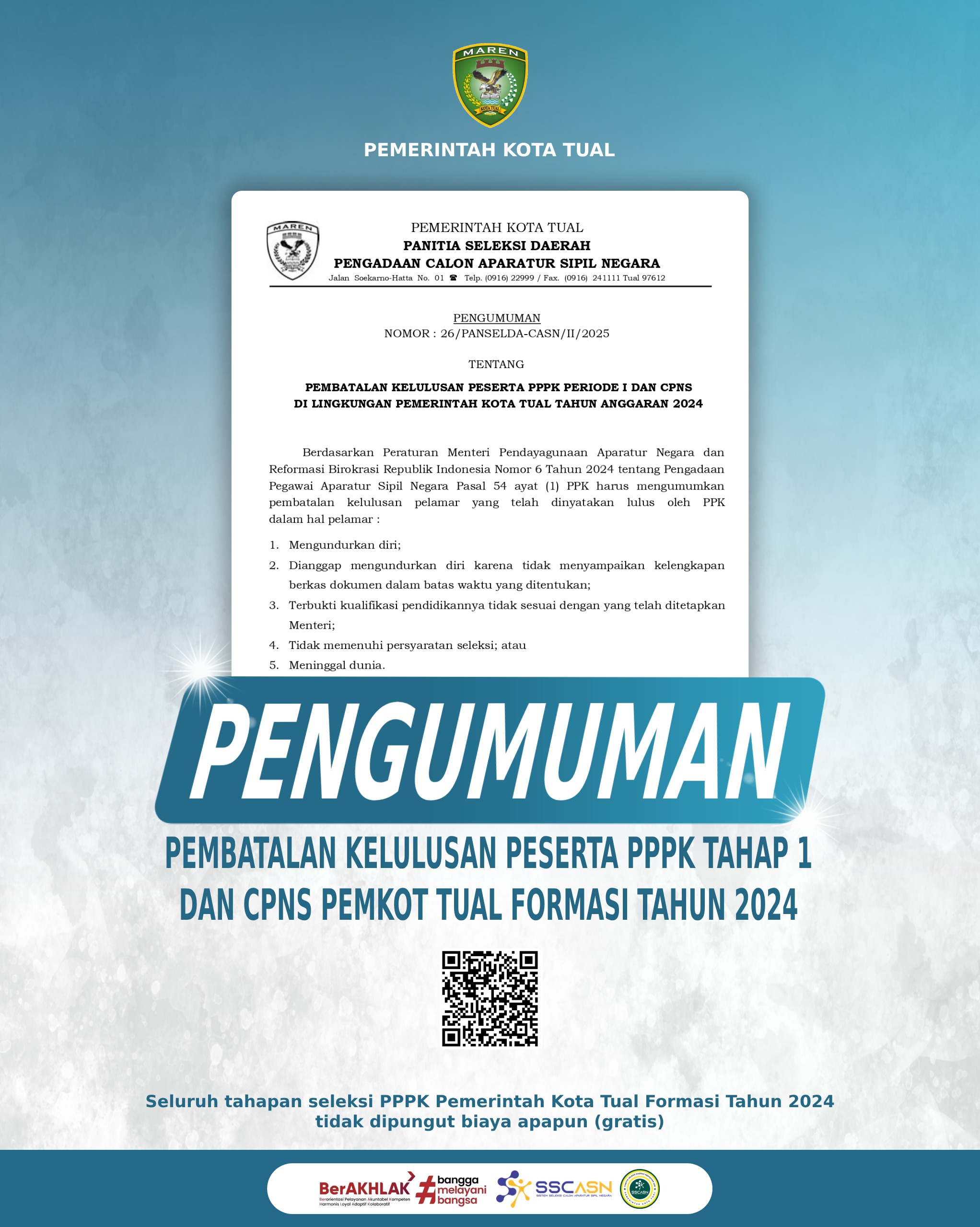 Pembatalan Kelulusan CPNS dan PPPK T.A 2024 Periode I